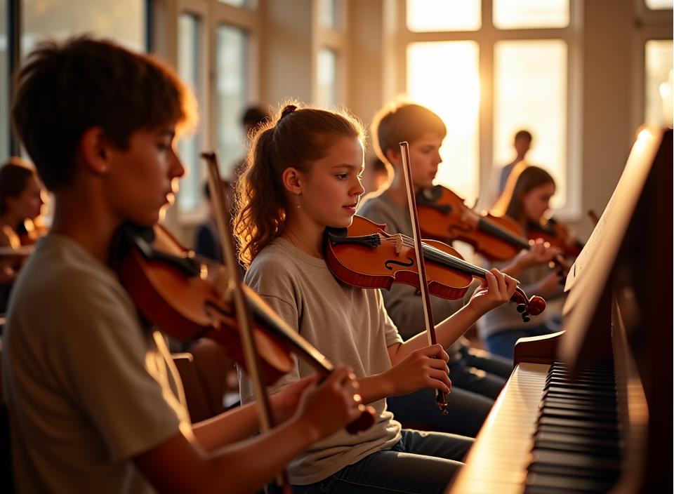 Armoni Müzik Akademisi öğrencileri enstrüman çalarken